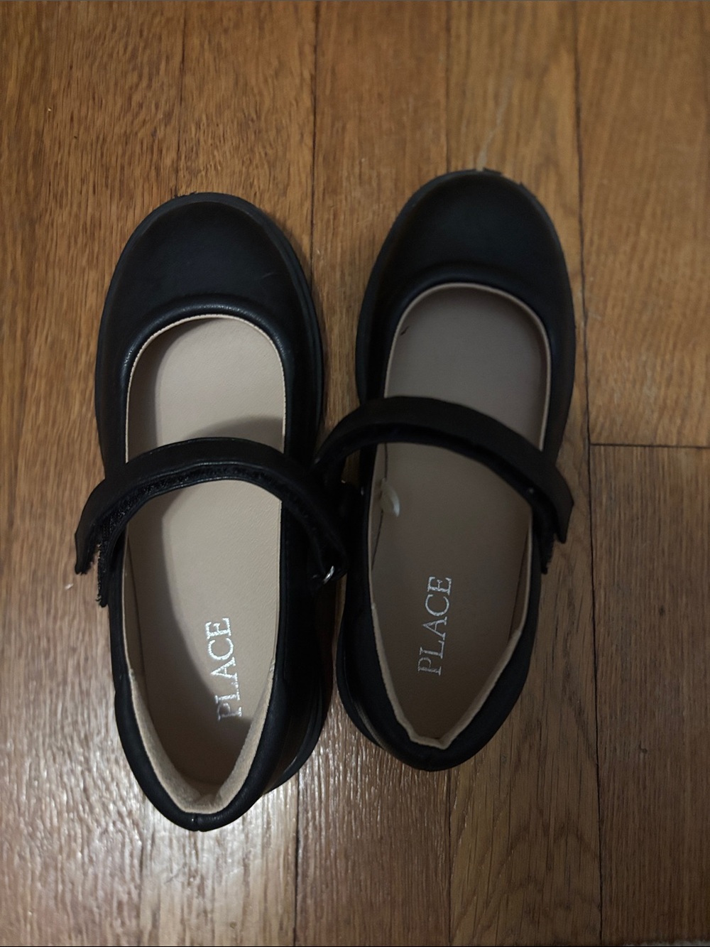 The Children's Place Black Mary Jane Dress Shoes with Hook-and-Loop Strap